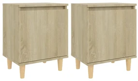 vidaXL Nachtkastjes 2 st met houten poten 40x30x50 cm sonoma eiken
