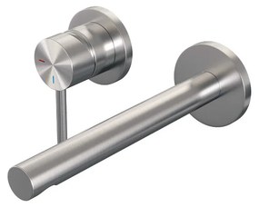 Brauer Brushed Edition ColdStart wastafelkraan inbouw rechte uitloop en rozetten model A2 RVS geborsteld PVD