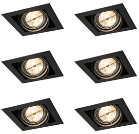 Set van 6 Grote Inbouwspot zwart AR111 verstelbaar - Oneon QR111 / AR111 / G53 Binnenverlichting Lamp