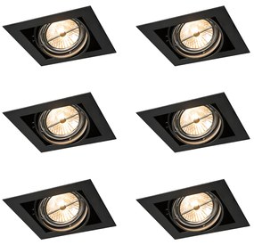 Set van 6 Inbouwspot zwart AR111 verstelbaar - Oneon