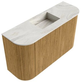 Mondiaz Joya DLux 75cm toiletmeubel ronding links/rechts oak met wastafel faye midden zonder kraangat ostra