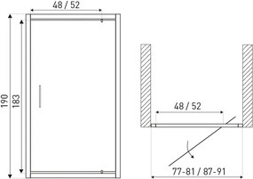 Kerra Tomar douchedeur 90x190cm mat zwart