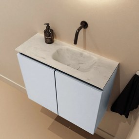 Mondiaz Ture DLux toiletmeubel 60cm clay met wastafel opalo rechts zonder kraangat