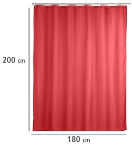 Wenko anti-schimmel douchegordijn 180x200cm polyester uni rood inclusief ringen