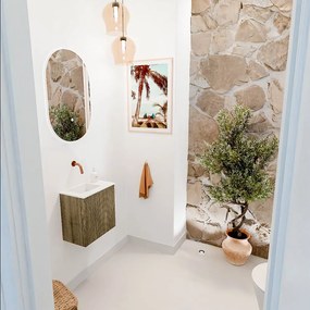 Mondiaz Joya 40cm toiletmeubel dusk met wastafel faye links zonder kraangat talc