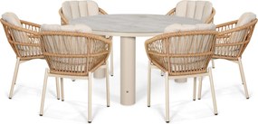 Tuinset Ronde Tuintafel 6 personen 150 cm Rope Taupe De Laan Projects