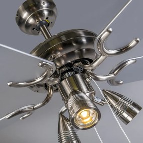 Plafondventilator staal 110cm 3-lichts met trekschakelaar - Mistral