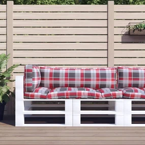 vidaXL Bankkussens pallet 3 st ruitpatroon rood