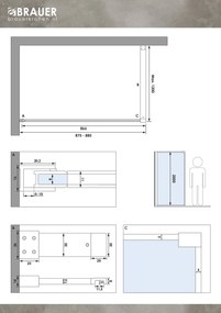 Brauer Brushed Frame inloopdouche helder glas 90x200 met muurprofiel en lijst rondom RVS-kleurig geborsteld