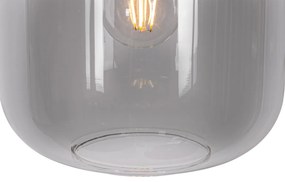 Hanglamp zwart met goud en smoke glas 3-lichts rond - Kyan