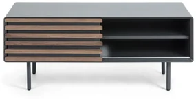 Kave Home Kesia Tv-meubel Mat Grijs Met Walnoot - 120x45x48.5cm.