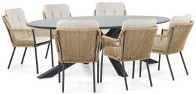 Tuinset 6 personen 240 cm Aluminium/rope Zwart Hartman Cairo/Cervola