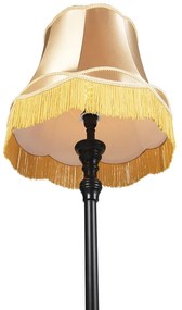 Stoffen Vloerlamp zwart met Granny kap goud - Classico Klassiek / Antiek E27 Binnenverlichting Lamp