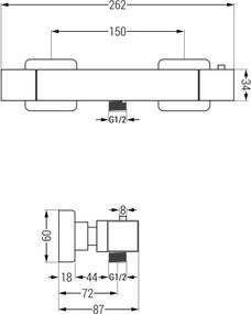 Mexen Cube Sven opbouw doucheset met douchekop en thermostatische douchekraan, chroom - 77200262-00