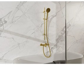 Fortifura Calvi Badkraan - met glijstangset - ronde handdouche - gladde doucheslang - geborsteld messing PVD (Goud) SW767490/SW799449/SW728176/SW720226