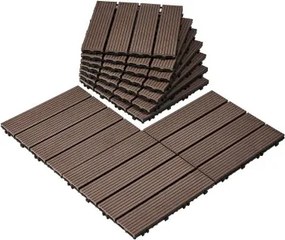 VEVOR Terrastegels, set van 10, balkontegels 295 x 295 mm, kliktegels, waterbestendige kunststof vloer voor buiten, terrasvloer voor veranda, zwembad, balkon, donkerbruin