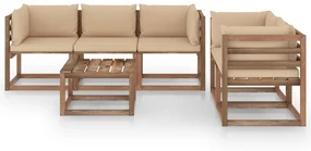 vidaXL 6-delige Loungeset met beige kussens