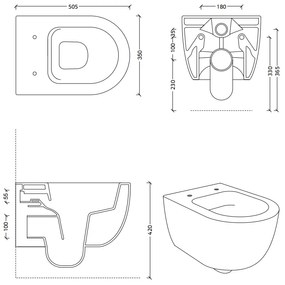 Xenz Gio randloos hangend toilet met softclose zitting antraciet mat