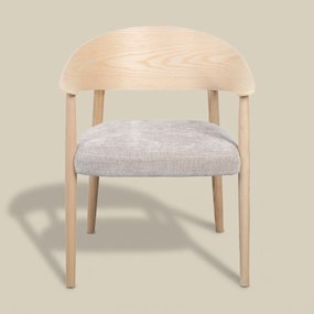 Eetkamerstoel Gebogen Hout Met Beige Stof
