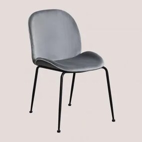 Set van 4 fluwelen stoelen Pary Grijs – koel & Zwart - Sklum