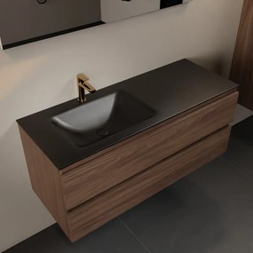 Mondiaz Aivy badmeubel 120cm mocha met wastafel solid surface urban links 1 kraangat en spiegel