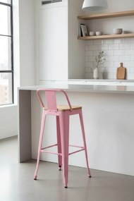 Kruk Torix met rugleuning van natuurlijk hout