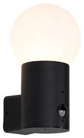 Buiten wandlamp met bewegingsmelder zwart met opaal glas met bewegingssensor - Huma Modern E27 IP44 Buitenverlichting bol / globe / rond