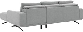 Goossens Excellent Bank Princess grijs, stof, 2,5-zits, elegant chic met chaise longue rechts