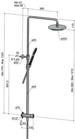 Hotbath Cobber M438 stortdouche met ronde handdouche en 20cm hoofddouche wit mat