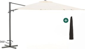 Parasol Shadowline Francisco | Inclusief hoes | Vierkant | 300x300cm | Met draaihendel | Wit | Kees Smit Tuinmeubelen