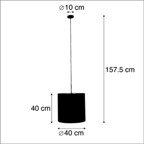 Stoffen Eettafel / Eetkamer Hanglamp met velours kap pauw met goud 40 cm - Combi Klassiek / Antiek E27 cilinder / rond rond Binnenverlichting Lamp