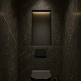 Hotbath &More inbouwnis met verlichting 30x15x10cm geborsteld zwart PVD