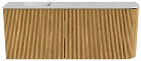Mondiaz Joya DLux 100cm toiletmeubel ronding rechts oak met wastafel faye links 1 kraangat opalo