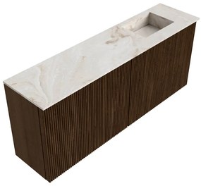 Mondiaz Joya DLux 100cm toiletmeubel walnut met wastafel faye rechts 1 kraangat frappe