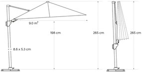 Platinum Challenger zweefparasol 2.6x3.5m T2 premium (excl.voet) champagne