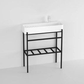 Badstuber Delta witte wastafel 80x31x80cm met zwarte poten