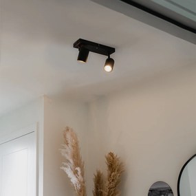 Moderne plafondlamp zwart 2-lichts verstelbaar rechthoekig - Jeana Modern GU10 Binnenverlichting Lamp