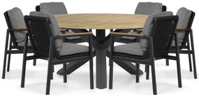 Tuinset Ronde Tuintafel 6 personen 160 cm Aluminium/rope Grijs Coco Ralph/Rockville
