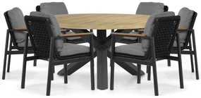 Tuinset Ronde Tuintafel 6 personen 160 cm Aluminium/rope Grijs Coco Ralph/Rockville