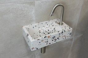 Saniclear Terrazzo fonteinset met gebogen kraan in RVS