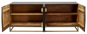 Kare Design Madeira Dark Zwart Dressoir Met Houtsnijwerk - 177x45x75cm.