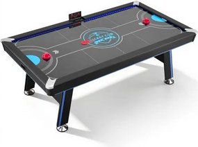 VEVOR Airhockeytafel 226 x 127 x 82 cm met elektronisch scoresysteem voor gezellige familieavonden, kelders en thuisgebruik, gelijkmatige luchtcirculatie, ledverlichting, hoekbeschermers en verstelbare poten.