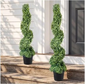 VEVOR 2 stuks kunstmatige buxus torenvormige spiraalvormige kunstplant, 122 cm hoog, decoratieve plant, groene kunststof plant van PE, ijzeren topiaryplanten inclusief 10 stuks vervangende bladeren