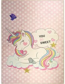 Kleden Roze Mani Textile  SWEET UNICORN Vloerkleed voor kinderen