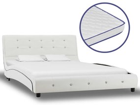 vidaXL Bed met traagschuim matras kunstleer wit 120x200 cm
