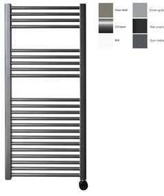 Sanicare electrische design radiator 111,8 x 45 cm. Gun metal met thermostaat zwart (linksonder) HRLEZ451118/M