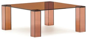 Kave Home Adularia Vierkante Salontafel Bruin Glas - 85 X 85cm.