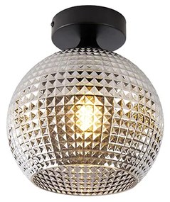 Art Deco plafondlamp zwart met smoke glas - Sphere Art Deco E27 rond Binnenverlichting Lamp
