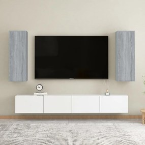 vidaXL Tv-meubelen 2 st 30,5x30x90 cm bewerkt hout grijs sonoma eiken
