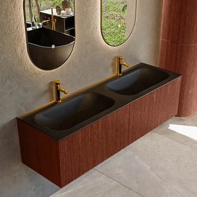 Mondiaz Kurve 150cm badmeubel ruby met 2 lades en wastafel big small dubbel 2 kraangaten urban